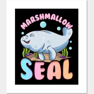 Cute & Funny Manatees The Marshmallow Seal Ocean Posters and Art